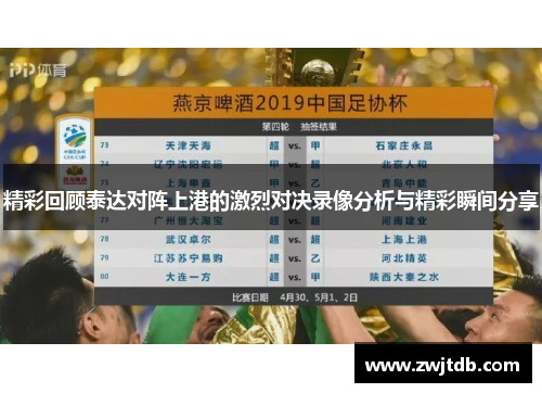 精彩回顾泰达对阵上港的激烈对决录像分析与精彩瞬间分享